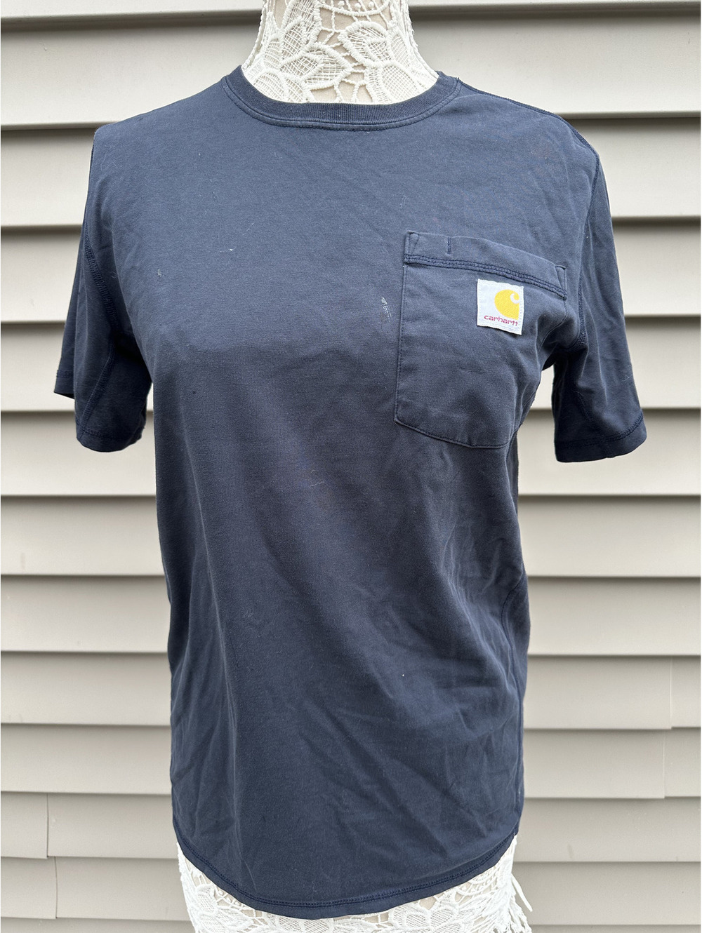Carhartt Force Relaxed Fit Navy T Shirt with Chest Pocket